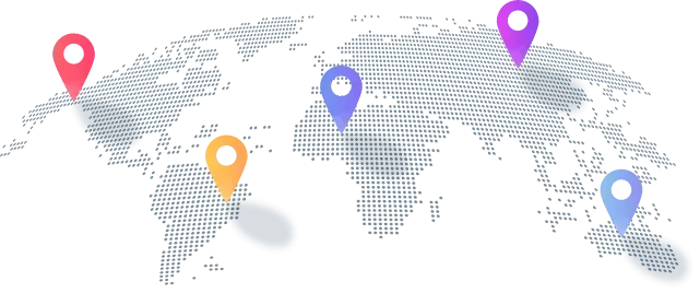 World map of the service regions